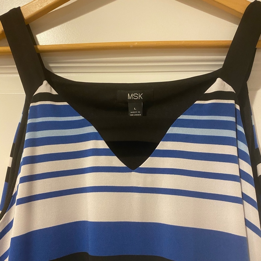 MSK Striped Blue, White and Black Shift Dress in Size Large - Picture 8 of 16